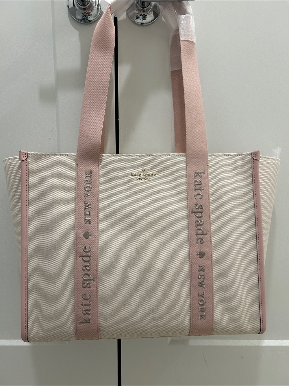 Kate Spade (NWT) Kip Canvas Large Tote Bag in Rose Pink